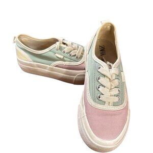 Zara Kids Colorblock Sneakers Girls EU 29 (~11.5-12) Pink Green Athletic Shoes